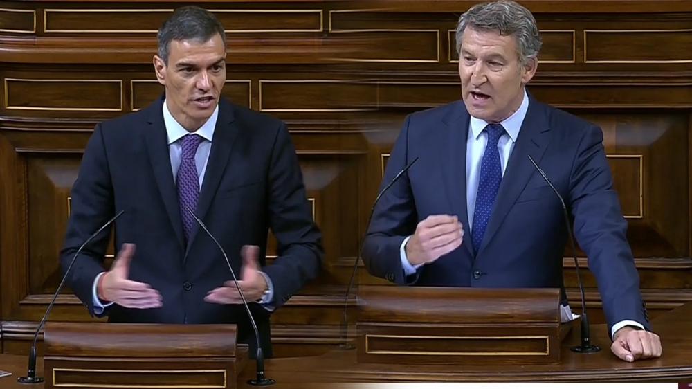 El presidente del Gobierno español, Pedro Sánchez y Alberto Núñez Feijóo.