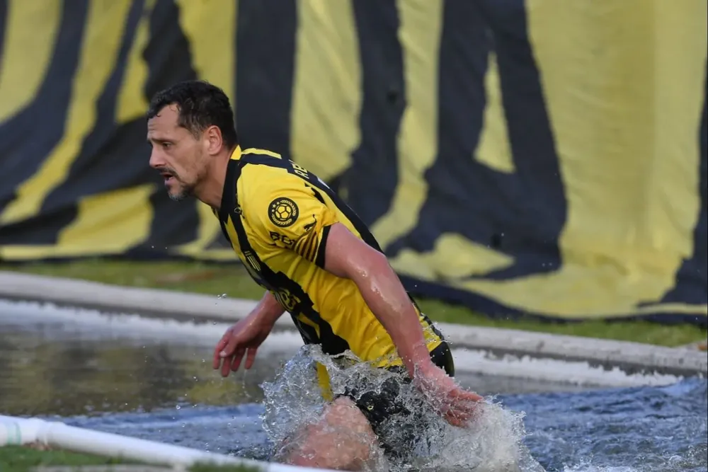 El Vasquito se tiró al foso lleno de agua a buscar la pelota