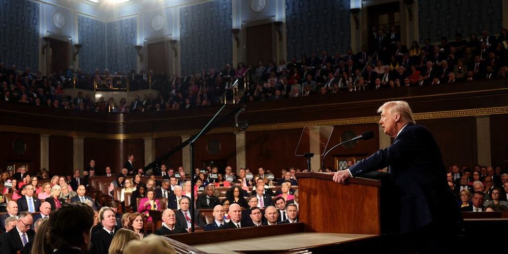 El presidente Donald Trump en el Congreso de Estados Unidos.