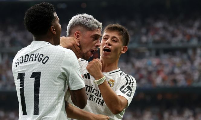 Federico Valverde celebra un nuevo gol para Real Madrid