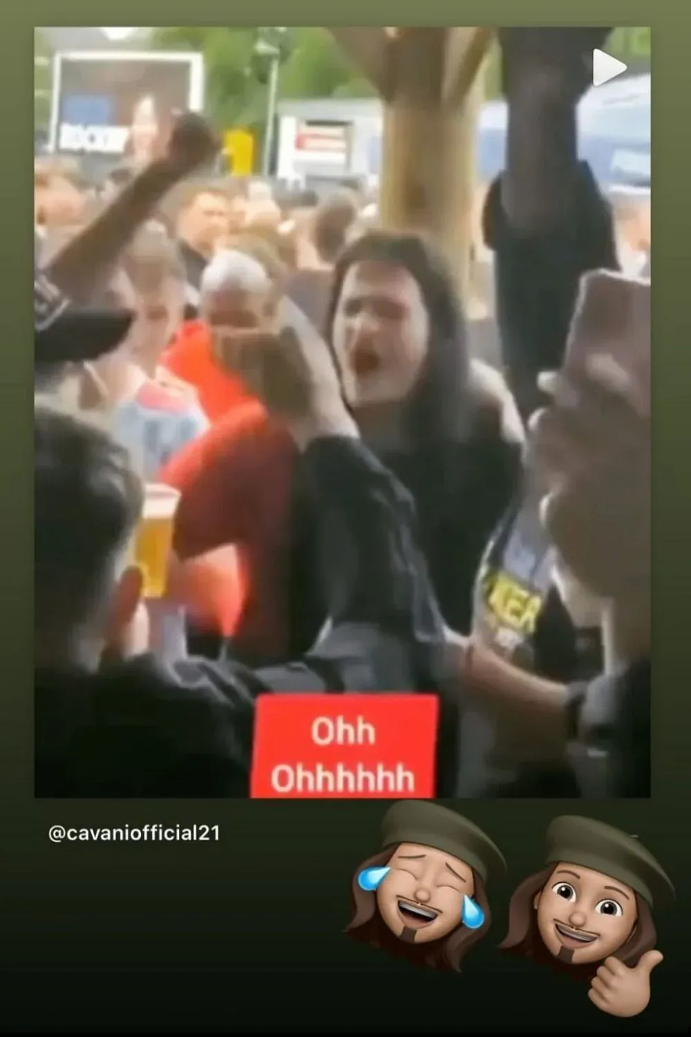 La imagen que subió Edinson Cavani a sus redes sociales