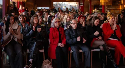 Ada Colau, Irene Montero, Ada Parellada y Jenni Hermoso, en el homenaje a Itziar Castro.