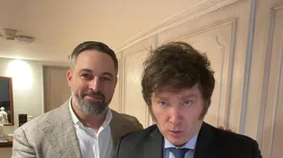 Santiago Abascal junto al presidente electo de Argentina, Javier Milei.