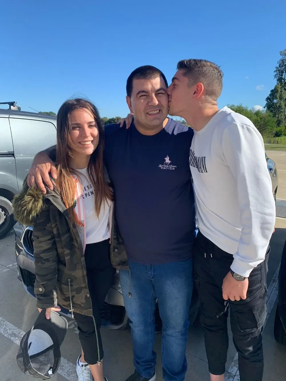 Mina Bonino, Edgardo Lasalvia y Federico Valverde antes de la Copa América 2019