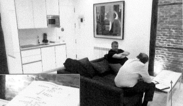 Santos Cerdán y el exdirectivo de Acciona Justo Vicente Pelegrini en un departamento en Madrid.&nbsp;