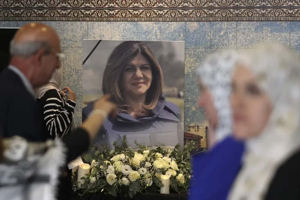Ceremonia que recordó la muerte de la periodista Shireen Abu Akleh