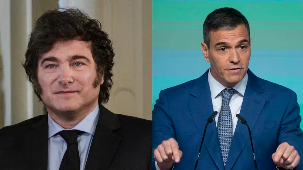 Javier Milei y Pedro Sánchez