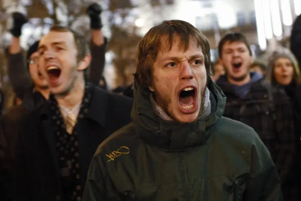 Manifestantes en Moscú