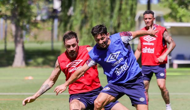 Sebastián Coates y Maxi Silvera en la pretemporada de Nacional