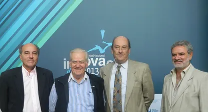 Carlos Barreira directivo de la Cámara de Industrias, Ricardo Claramunt de Fanaprhu S.A, Norberto Cibils Director de ANII y Juan Abdala asesor de la Cámara de Comercio y Servicios del Uruguay.