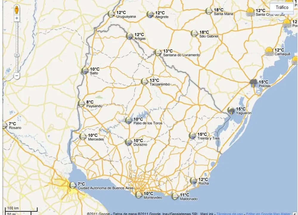 El tiempo en Uruguay este viernes según Google Maps