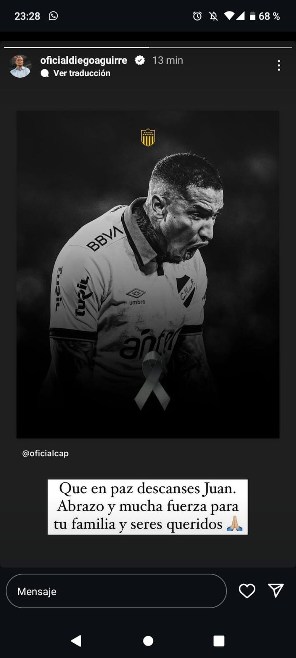 Recuerdos para Juan Izquierdo de referentes de Peñarol