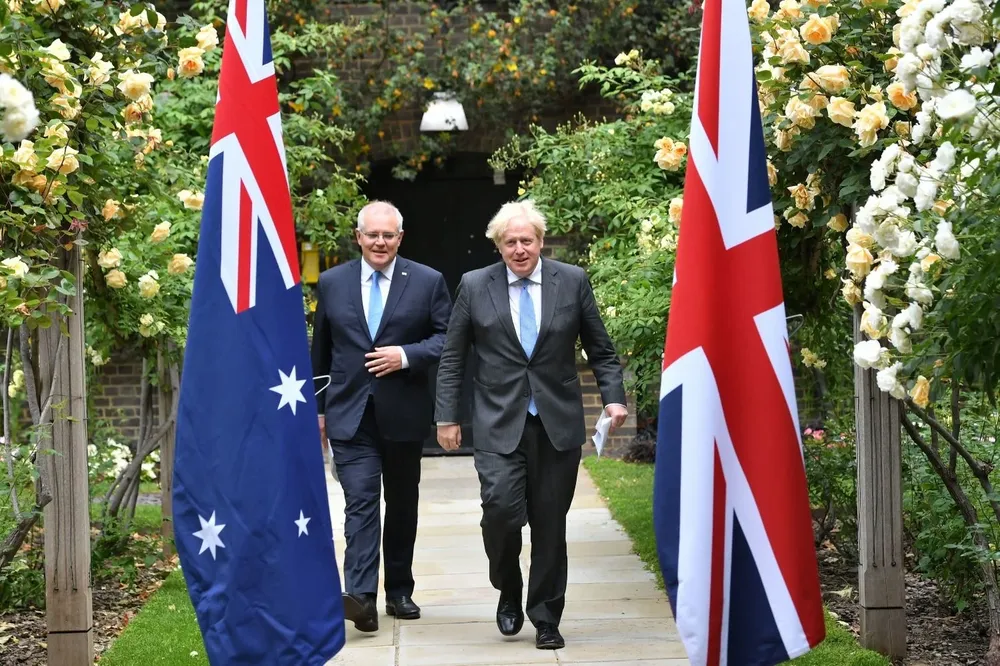 Primer ministro de Australia, Scott Morrison y primer ministro de Reino Unido, Boris Johnson