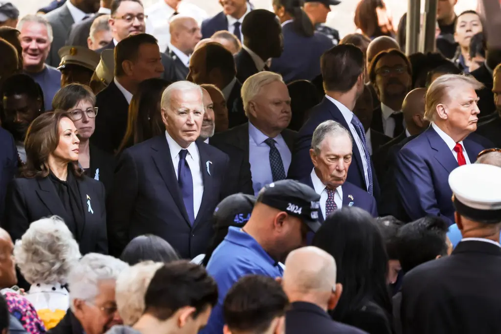 Harris, Biden y Trump coinciden en el homenaje a las víctimas del 11S. EFE