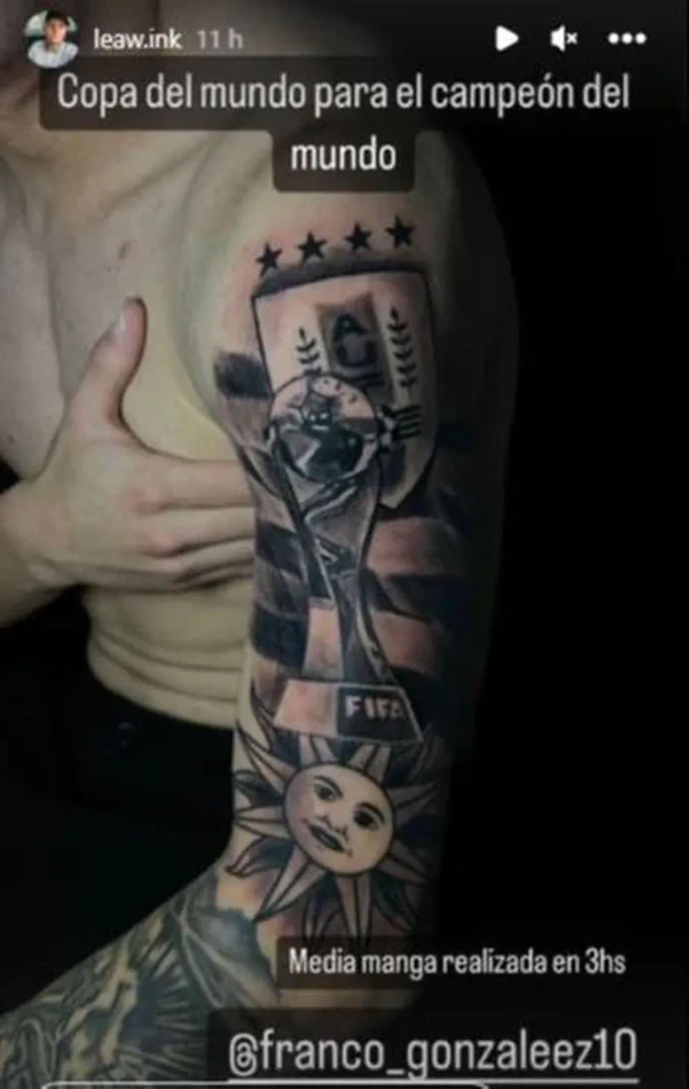 El tatuaje de Franco González tras ser campeón del mundo sub 20