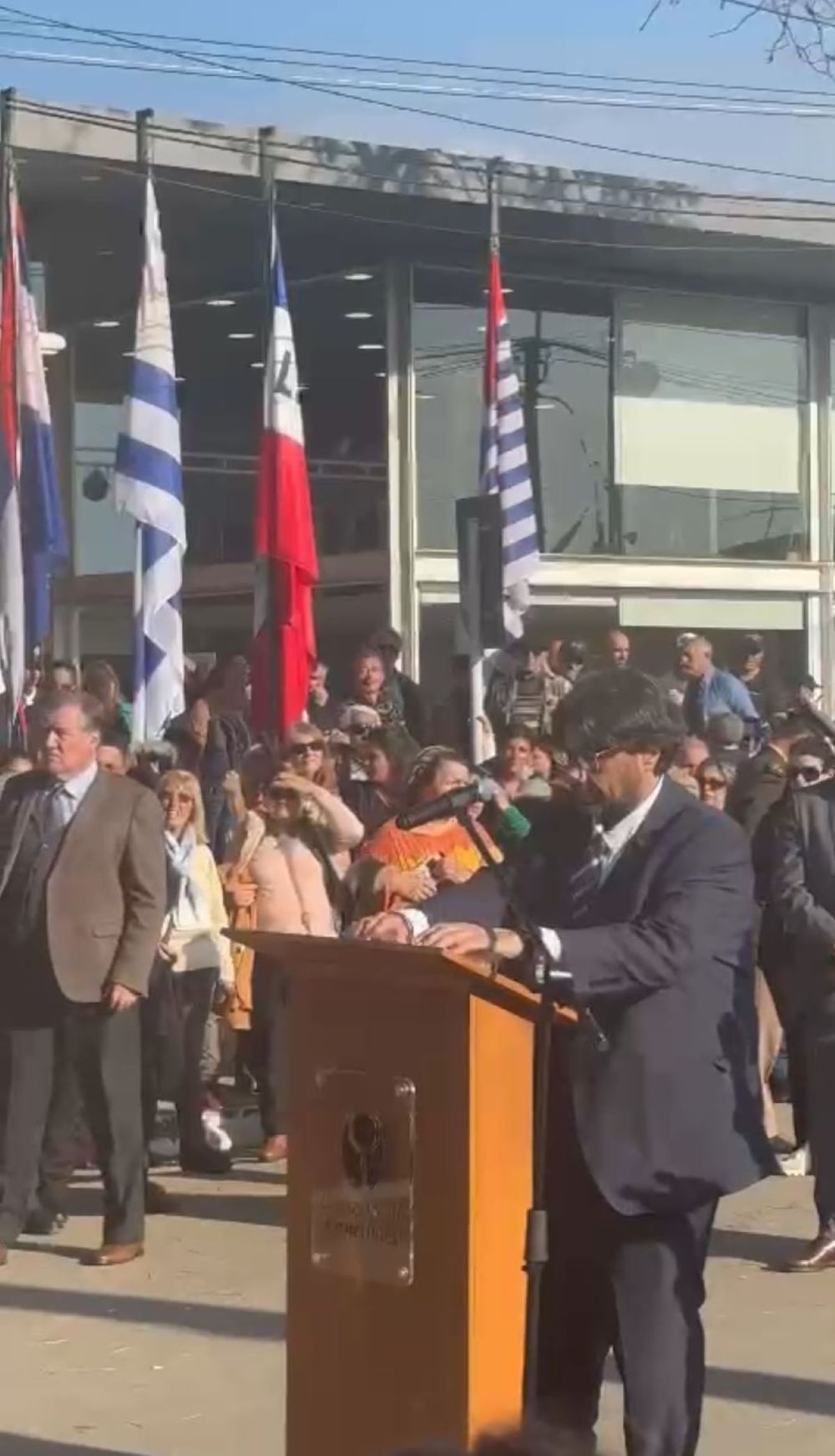 El intendente de Canelones, Marcelo Metediera, mientras daba su discurso