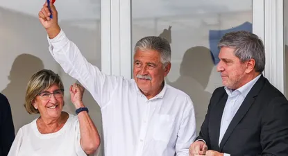 Juan Carlos Blanco y Alejandro Balbi en la inauguración de la nueva concentración de Nacional