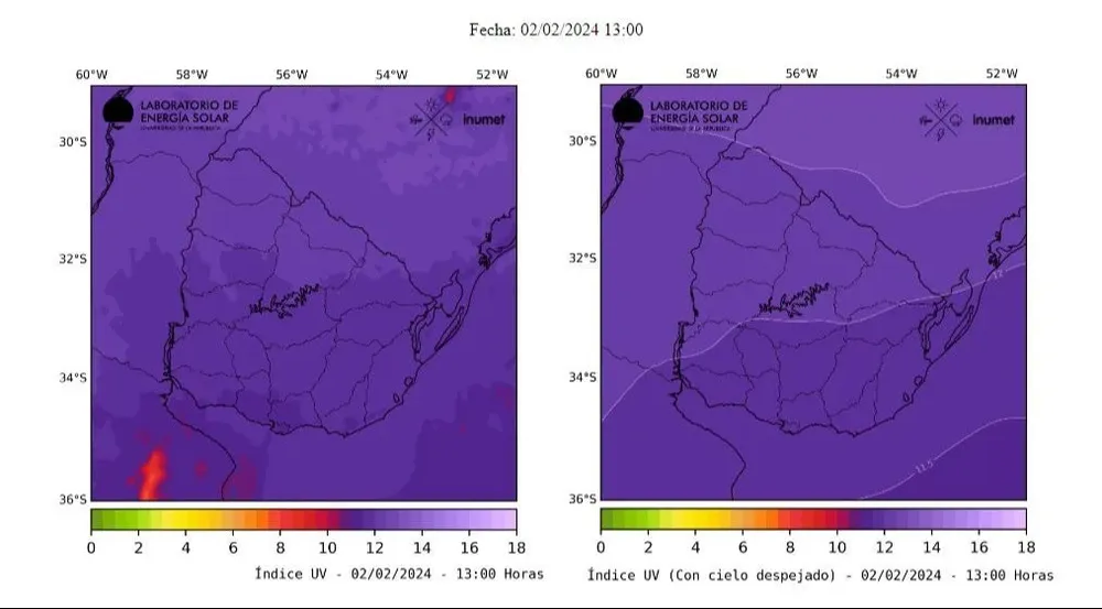 Índice UV a las 13:00 de este viernes