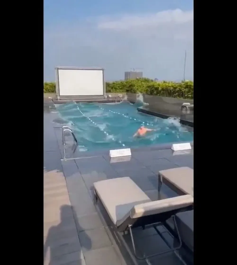 Hombre atrapado en piscina en el terremoto en Taiwán