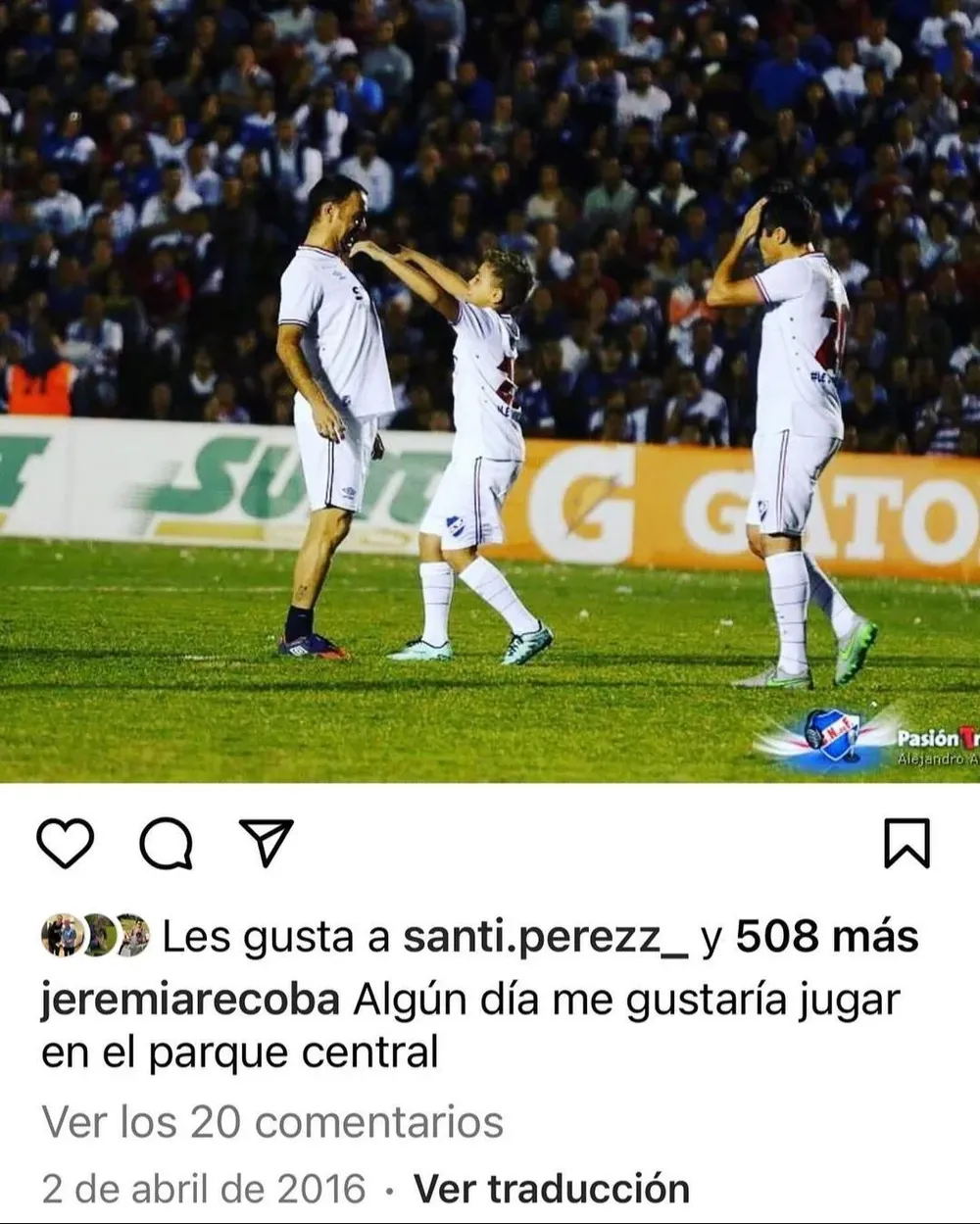 El posteo de Jeremía Recoba