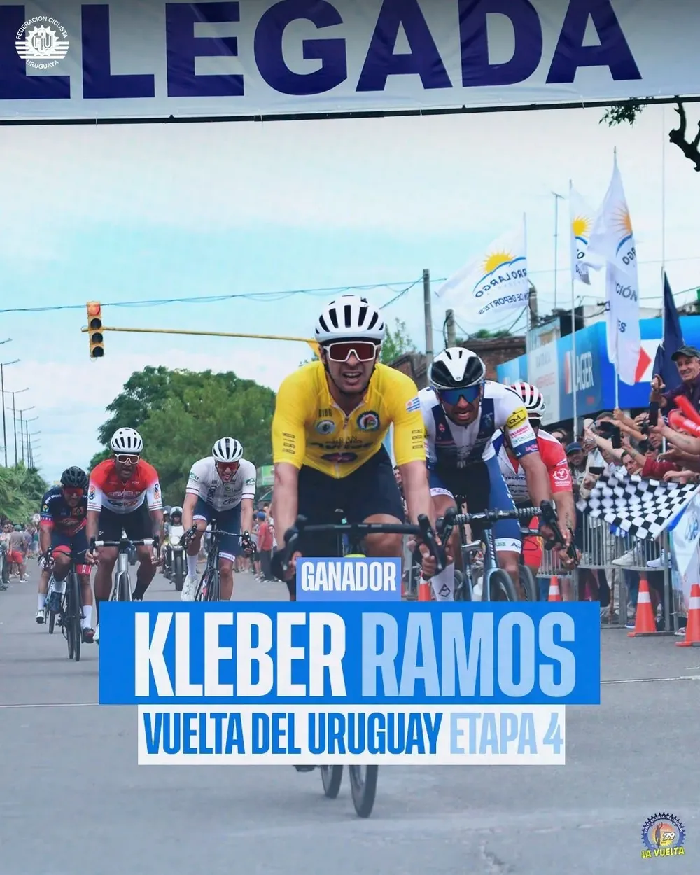 Kléber Ramos volvió a ganar una etapa y sigue líder de la Vuelta Ciclista del Uruguay