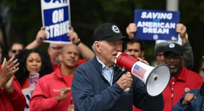 Joe Biden en protesta sindical