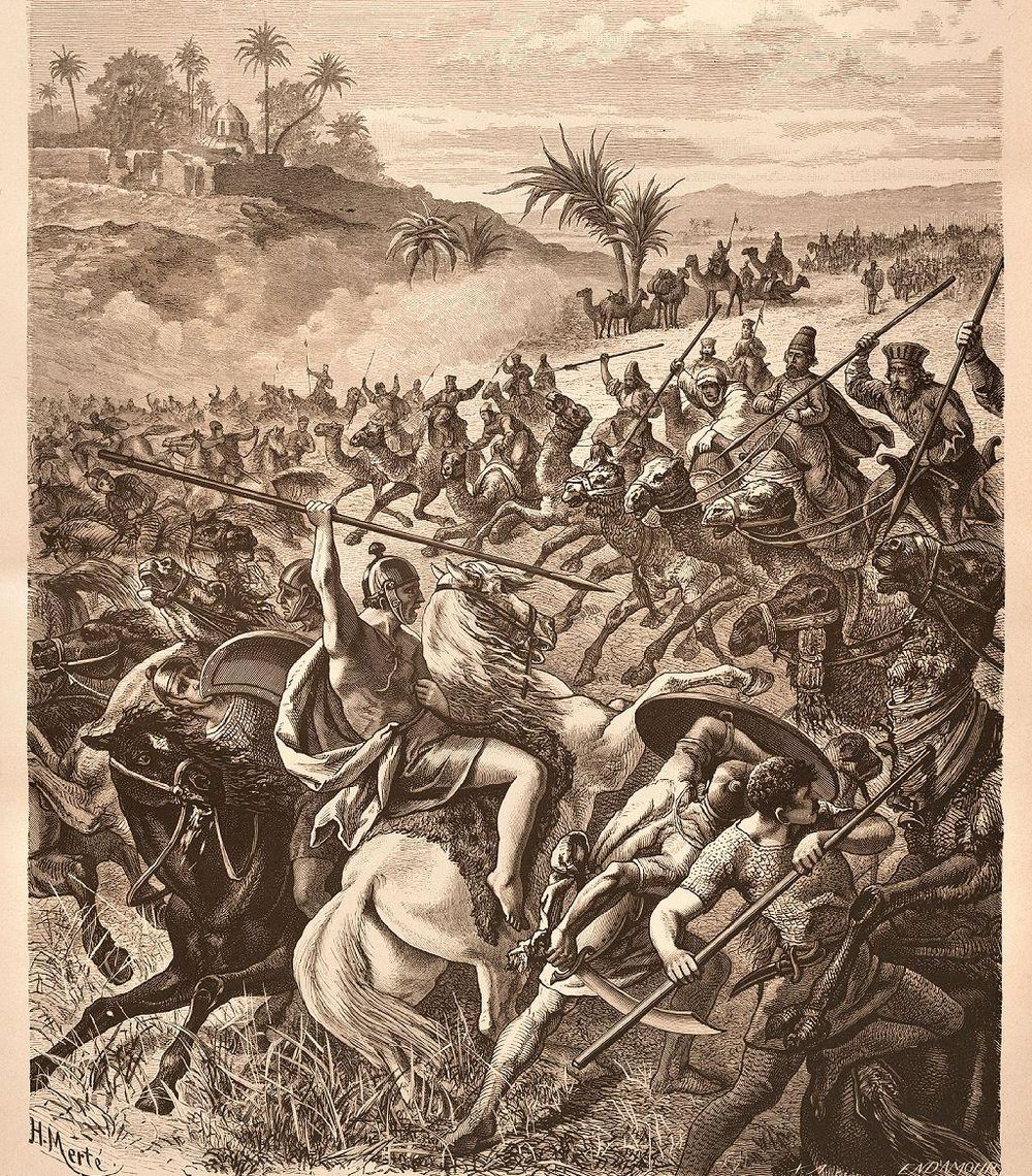 La victoria de Persia contra Lidia se logró contra todo pronóstico gracias al ingenio de Ciro el Grande, la disciplina de sus hombres y un notable uso de camellos como caballería.