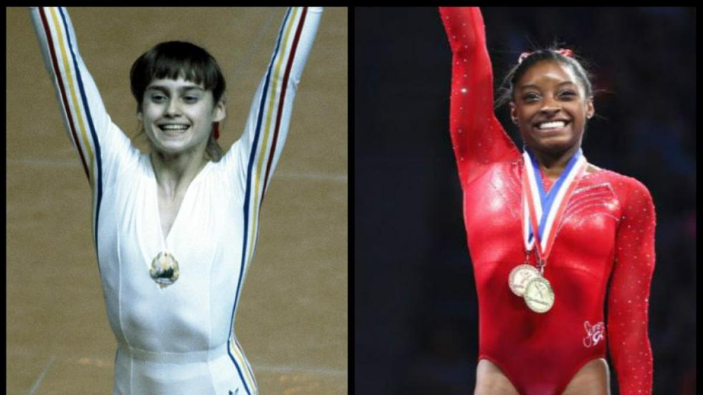 Nadia Comaneci y Simone Biles.