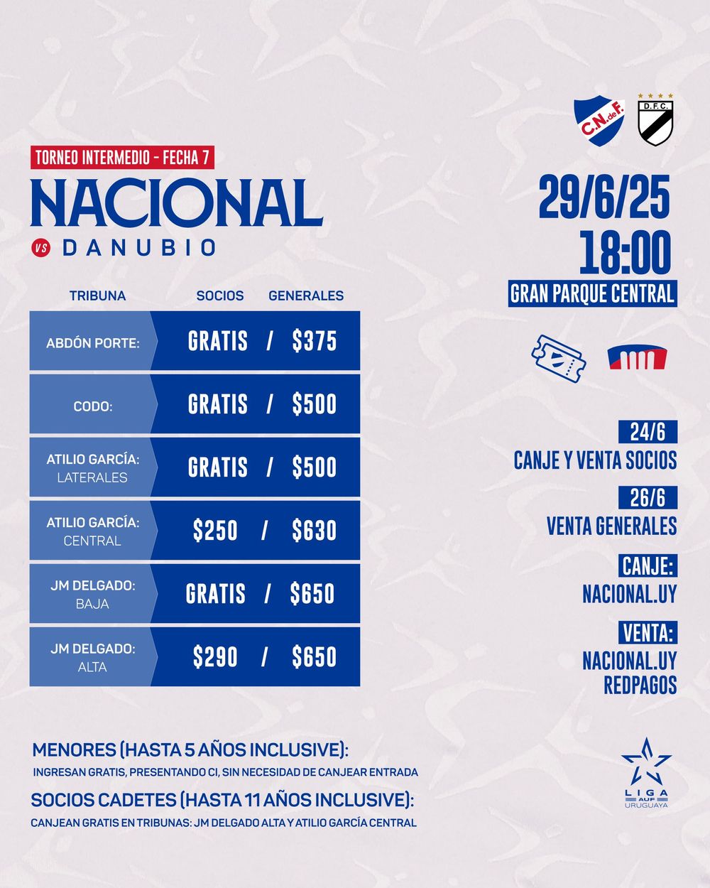Venta de entradas para Nacional vs Danubio Venta de entradas para Nacional vs Danubio