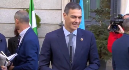 El presidente del Gobierno español, Pedro Sánchez, durante su mensaje por el 46 aniversario de la Constitución.
