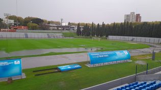 Así está el Estadio Suppici por las copiosas lluvias caídas, por lo que se suspendió el partido entre Plaza Colonia y Danubio por la última fecha del Torneo Apertura
