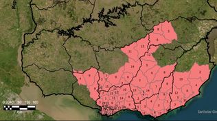 MGAP: el mapa del área declarada en emergencia agropecuaria por déficit hídrico.
