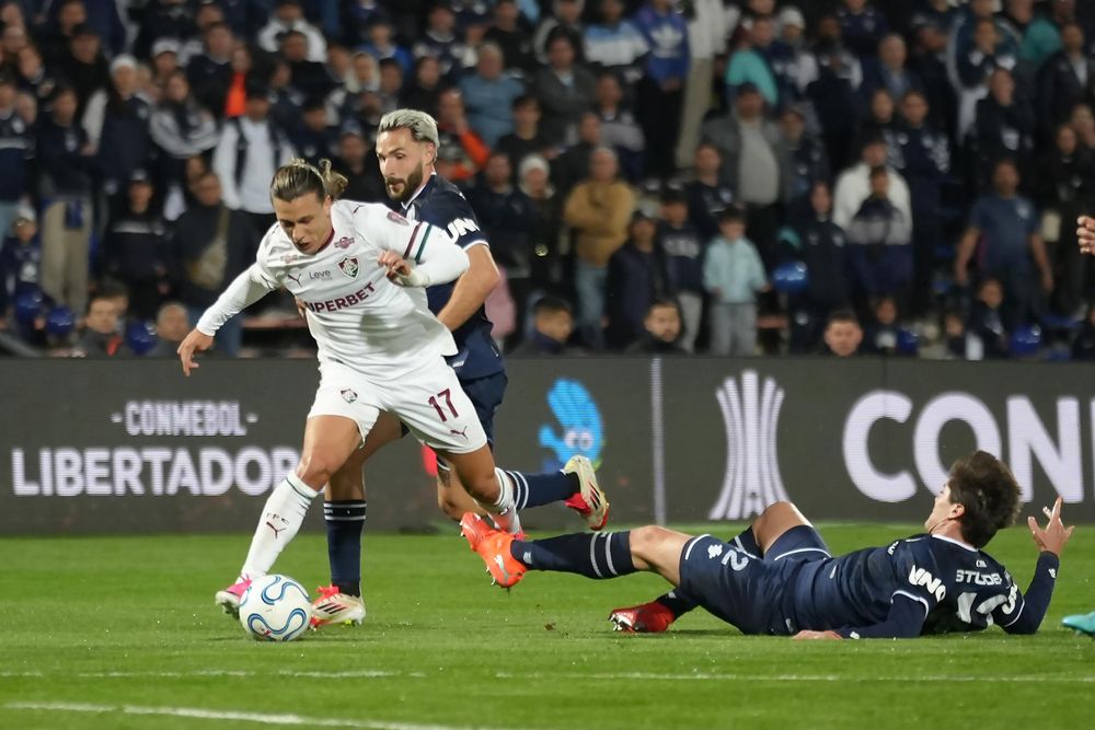 Agustín Canobbio en el partido entre Independiente Rivadavia y Fluminense, por los octavos de la Copa Libertadores