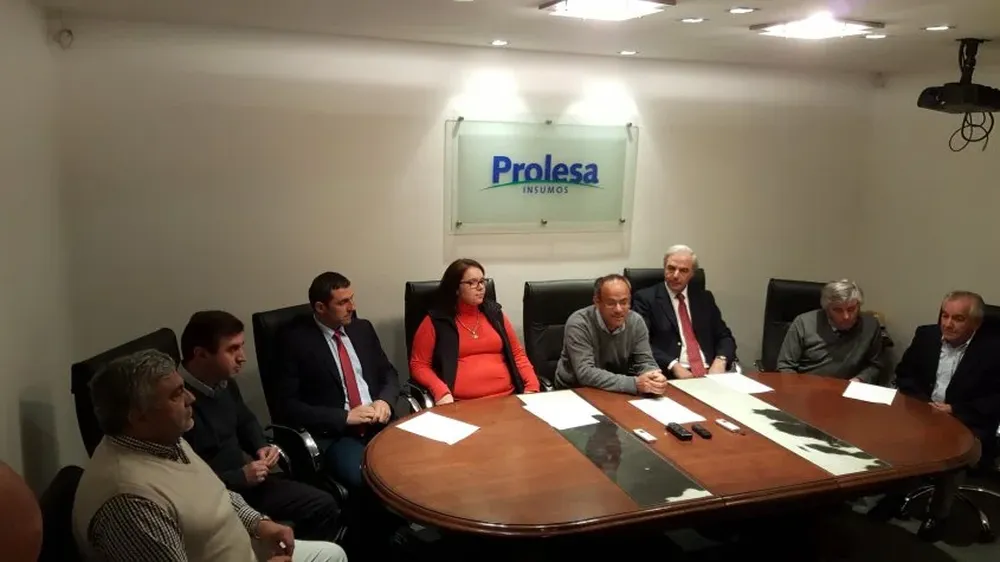 Autoridades de Prolesa y Conaprole en la presentación de la feria.