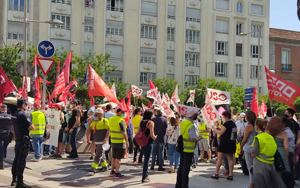 Manifestación de sindicatos obreros.