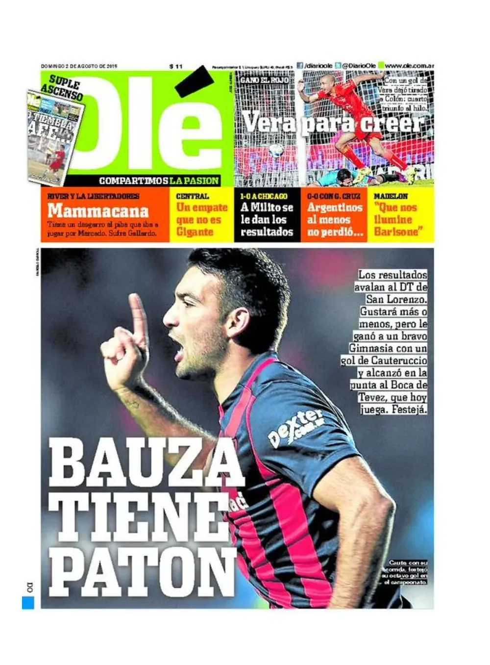 La tapa de Olé con Cauteruccio y Vera