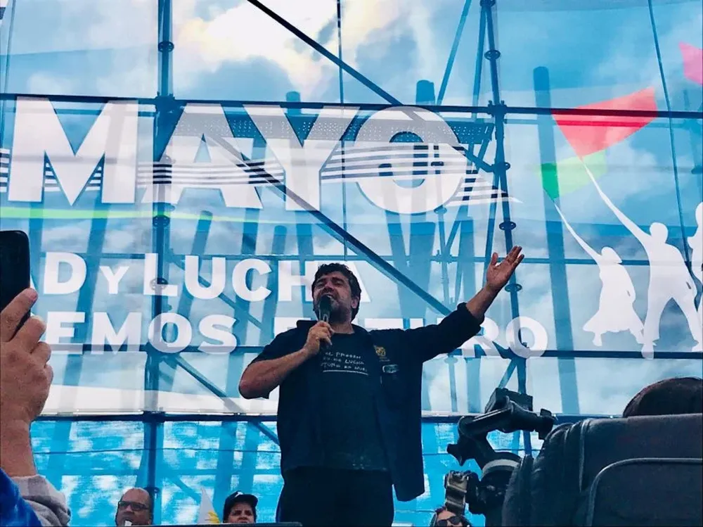 Andrade durante el acto del 1° de mayo