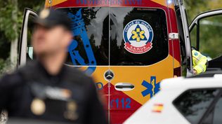 Una ambulancia, a raíz del accidente en Madrid.