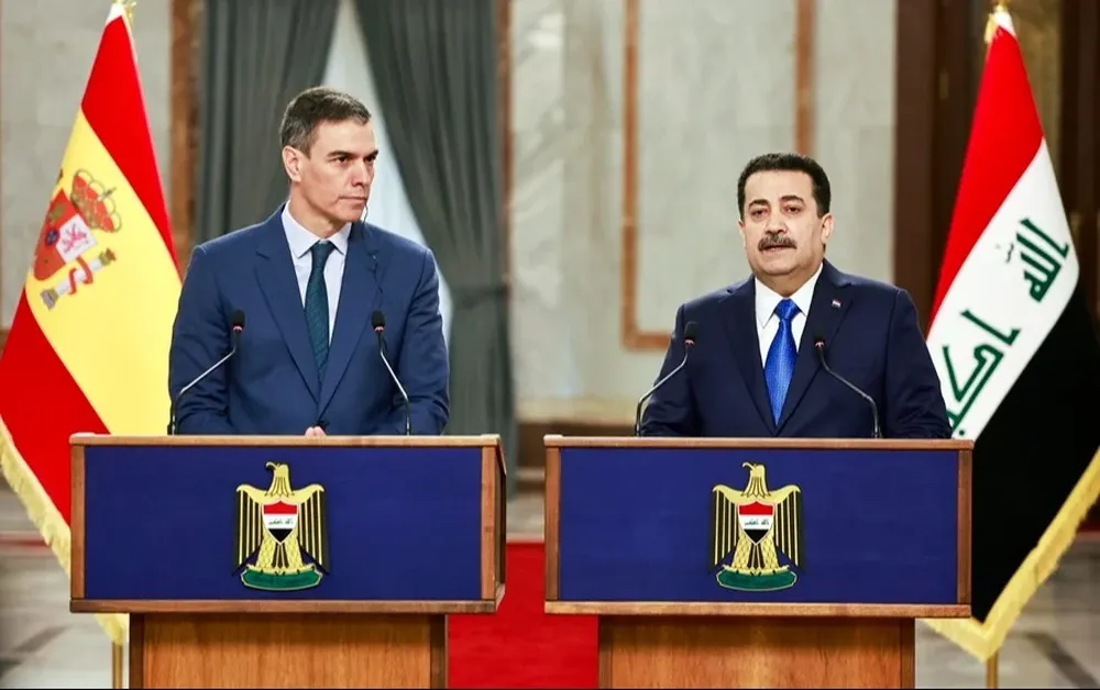 El primer ministro iraquí, Mohammed Shia al-Sudani y el presidente del Gobierno español, Pedro Sánchez
