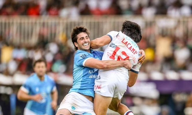 Tomas Etcheverry en acción con Los Teros 7s en el torneo de Nairobi