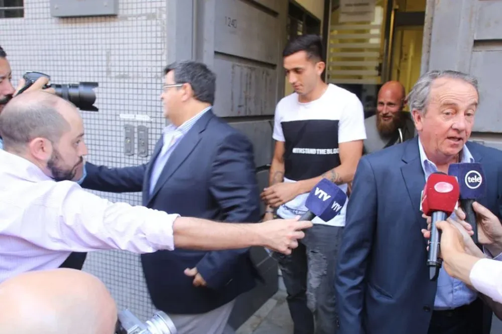 Barrera, Perg, Novick y Ahuntchaín este jueves al salir del juzgado