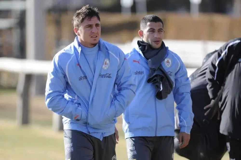 Cristian Rodr&iacute;guez y Walter Gargano con la selecci&oacute;n uruguaya