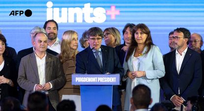 Carles Puigdemont durante un acto de campaña