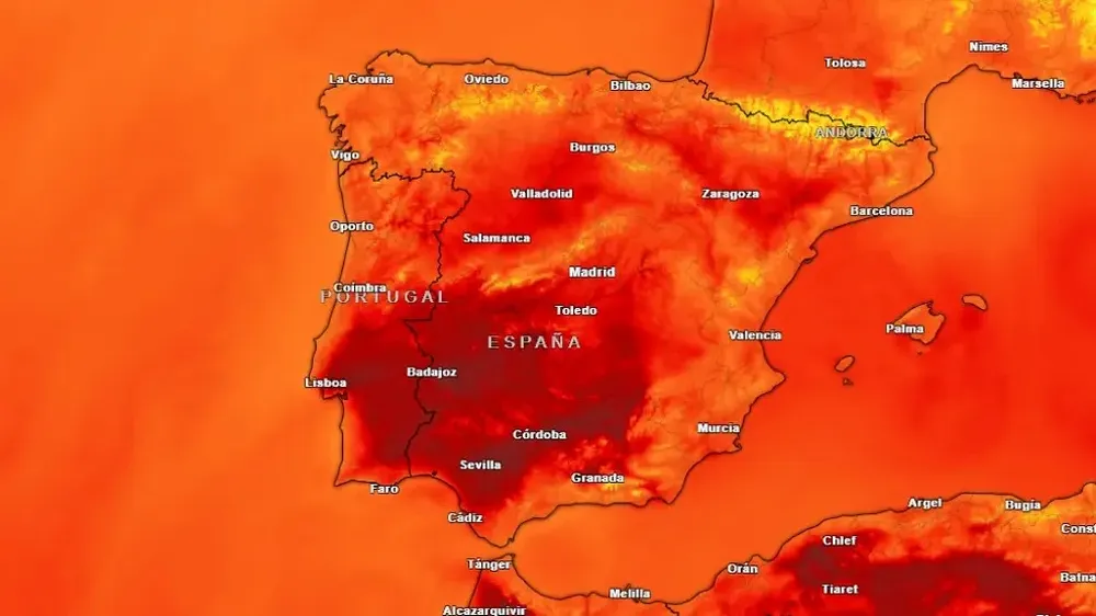 Mapa de temperaturas para este lunes