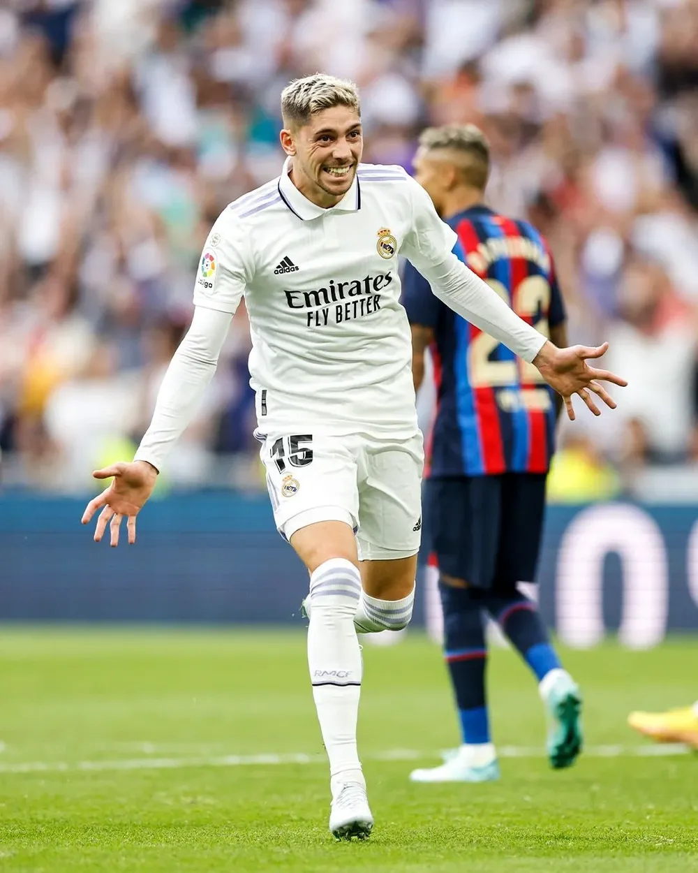 Valverde celebró el fin de semana pasado en el clásico ante Barcelona