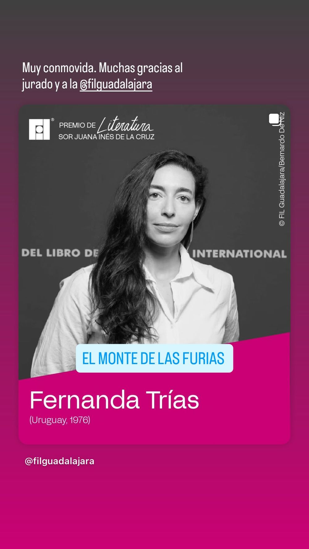 La escritora uruguaya Fernanda Trías recibió el premio Sor Juana Inés de la Cruz