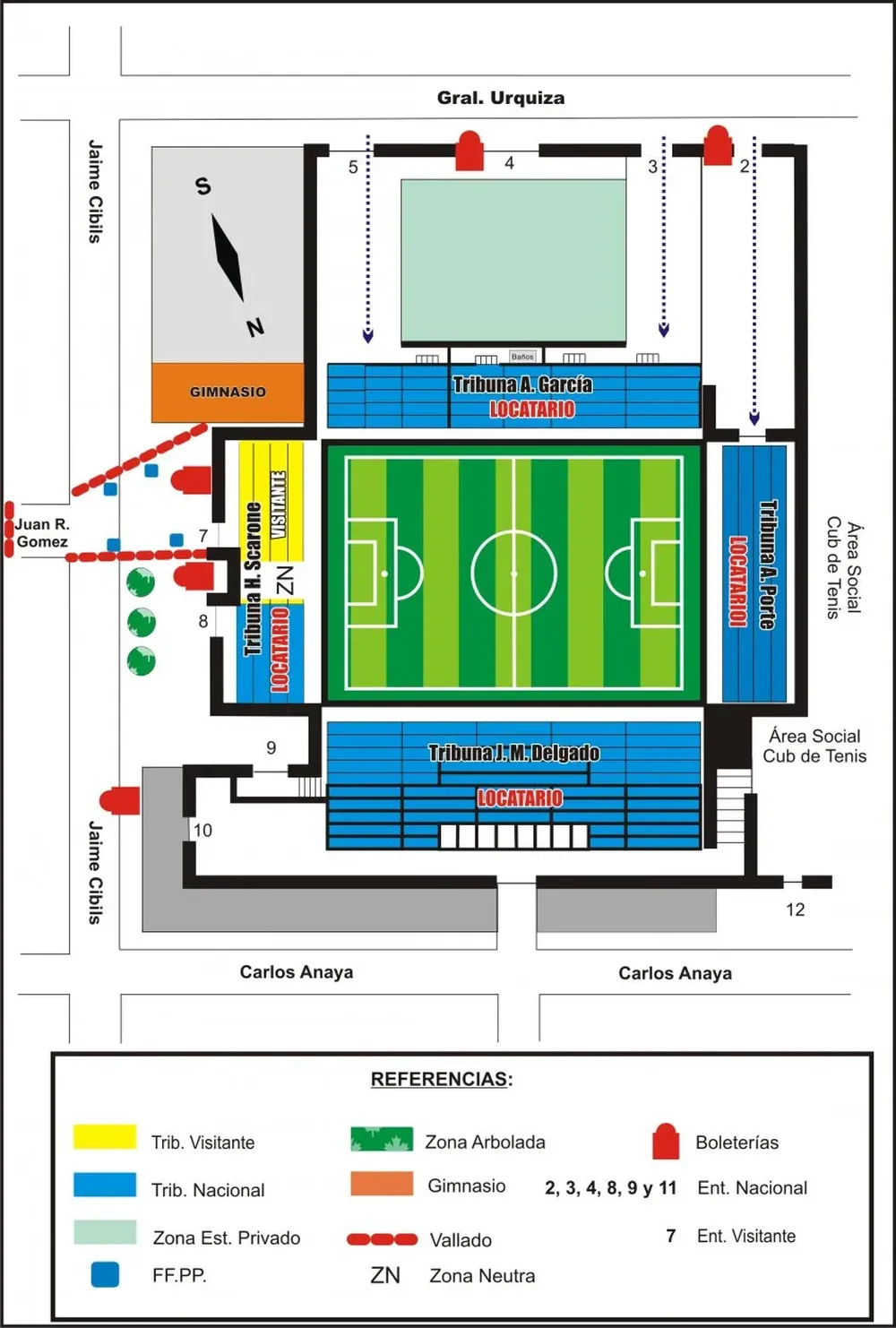 Esquema del ingreso de la parcialidad de Defensor al Parque Central