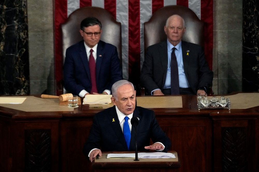 20240724 US-ISRAELI-PM-NETANYAHU-DELIVERS-ADDRESS-TO-JOINT-MEETING-OF-U.S WASHINGTON, DC - JULY 24: Israeli Prime Minister Benjamin Netanyahu addresses a joint meeting of Congress in the chamber of the House of Representatives at the U.S. Capitol on July