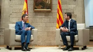 El presidente del Gobierno, Pedro Sánchez, y el presidente de la Generalitat de Cataluña, Pere Aragonès.