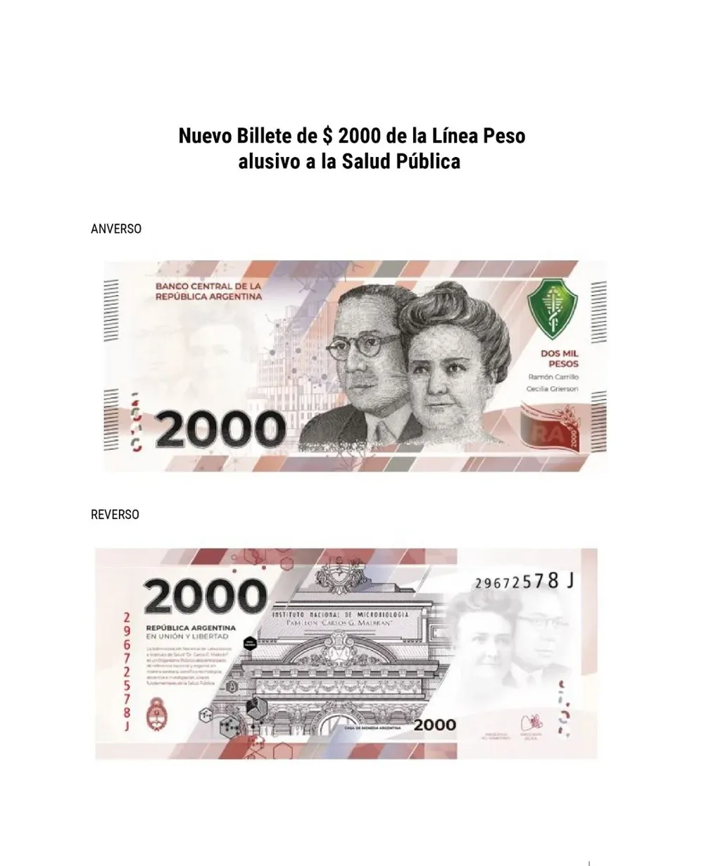 Nuevo billete en Argentina